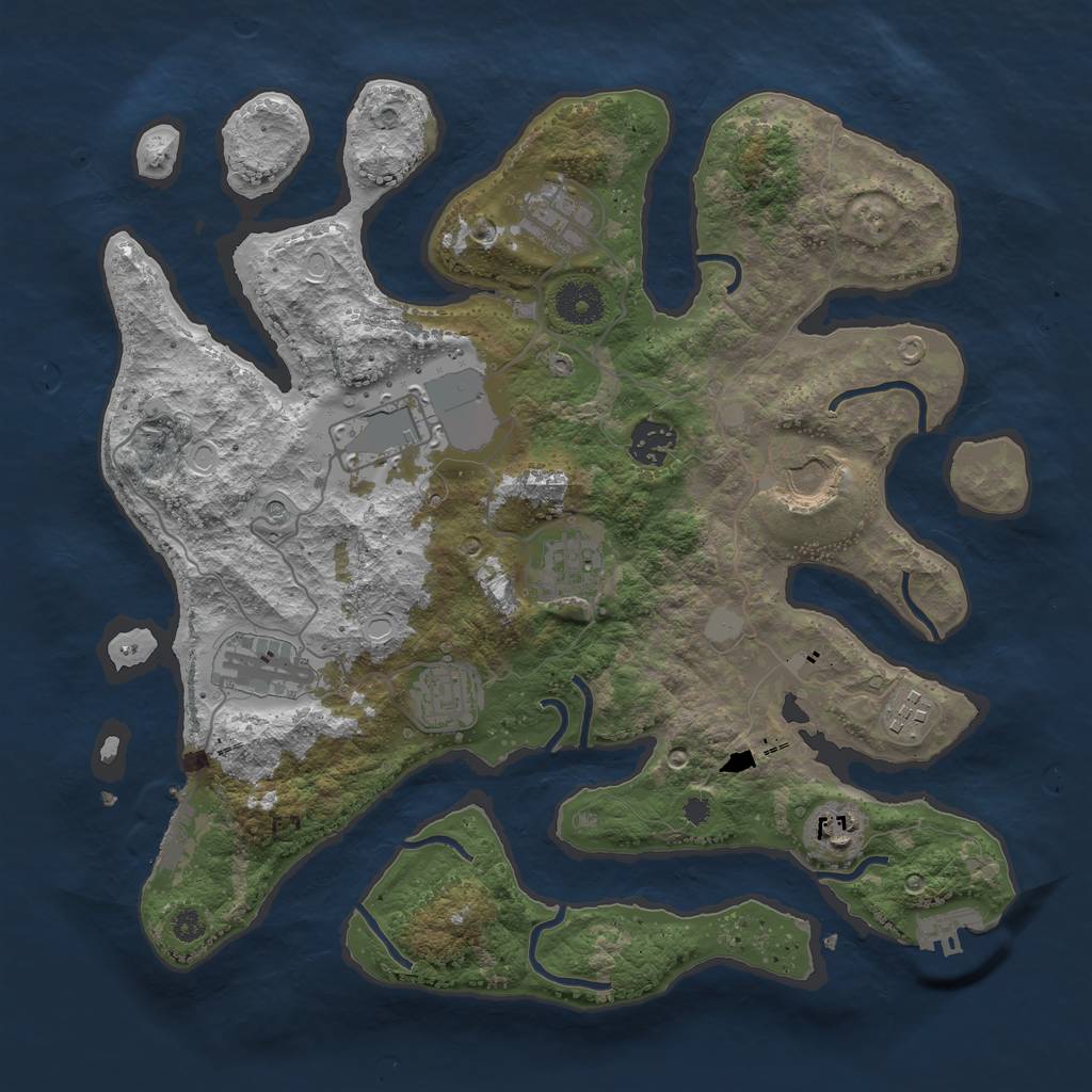 Rust Map: Procedural Map, Size: 3550, Seed: 720796, 17 Monuments