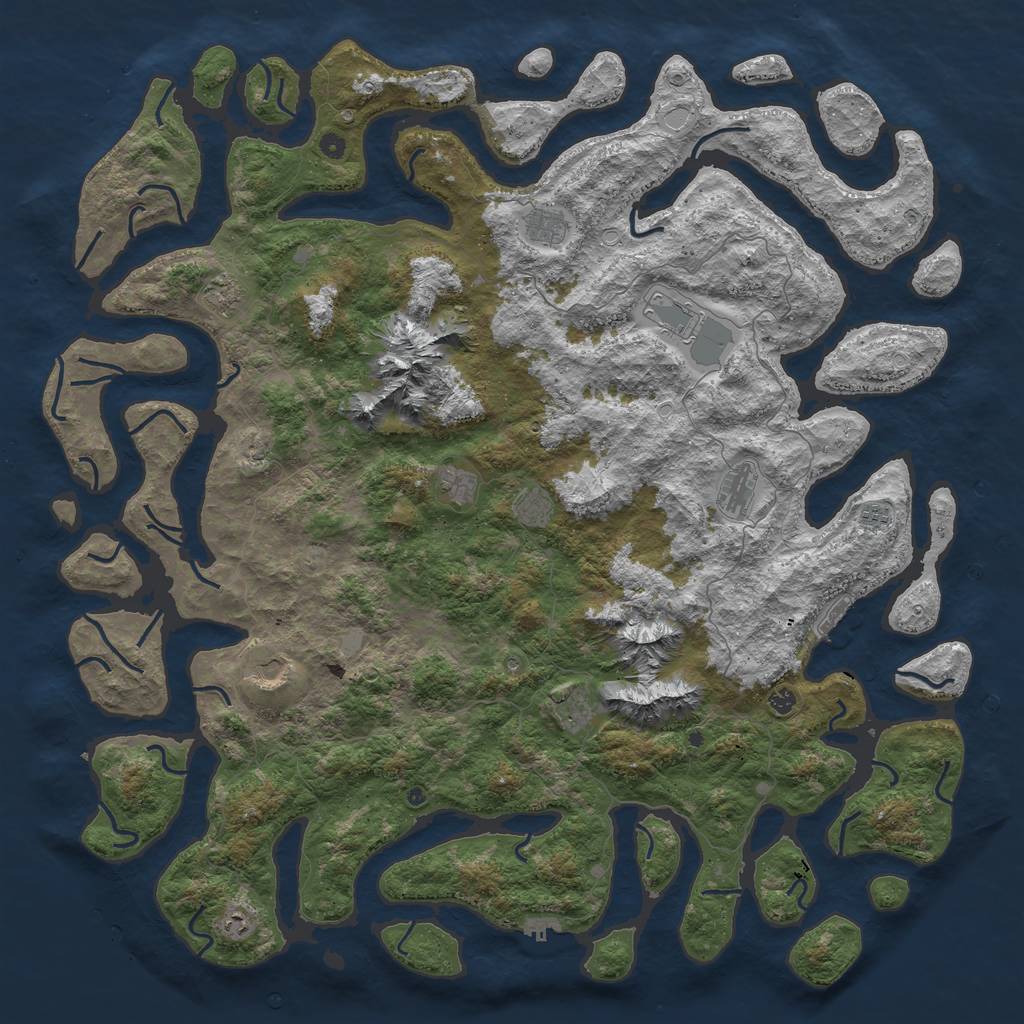 Rust Map: Procedural Map, Size: 6000, Seed: 3438692, 19 Monuments