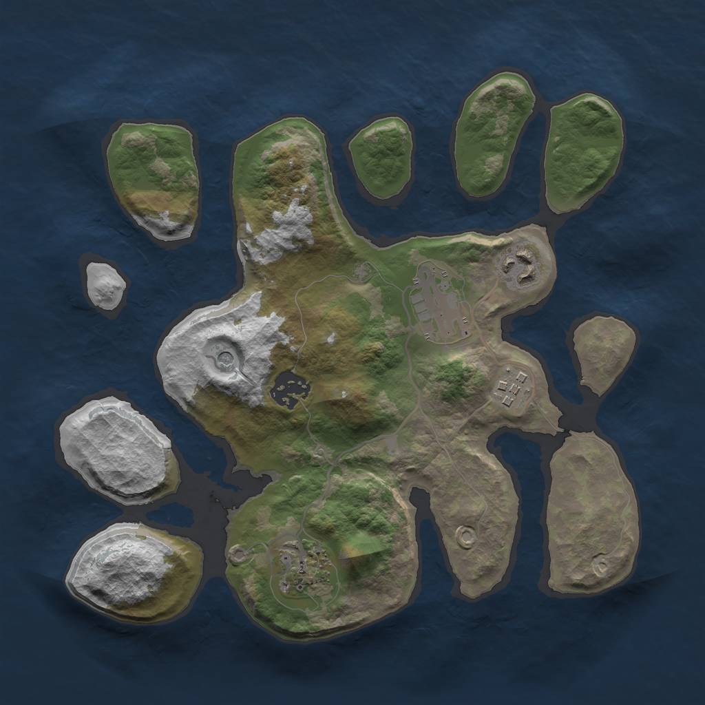 Rust Map: Barren, Size: 2850, Seed: 12345, 8 Monuments