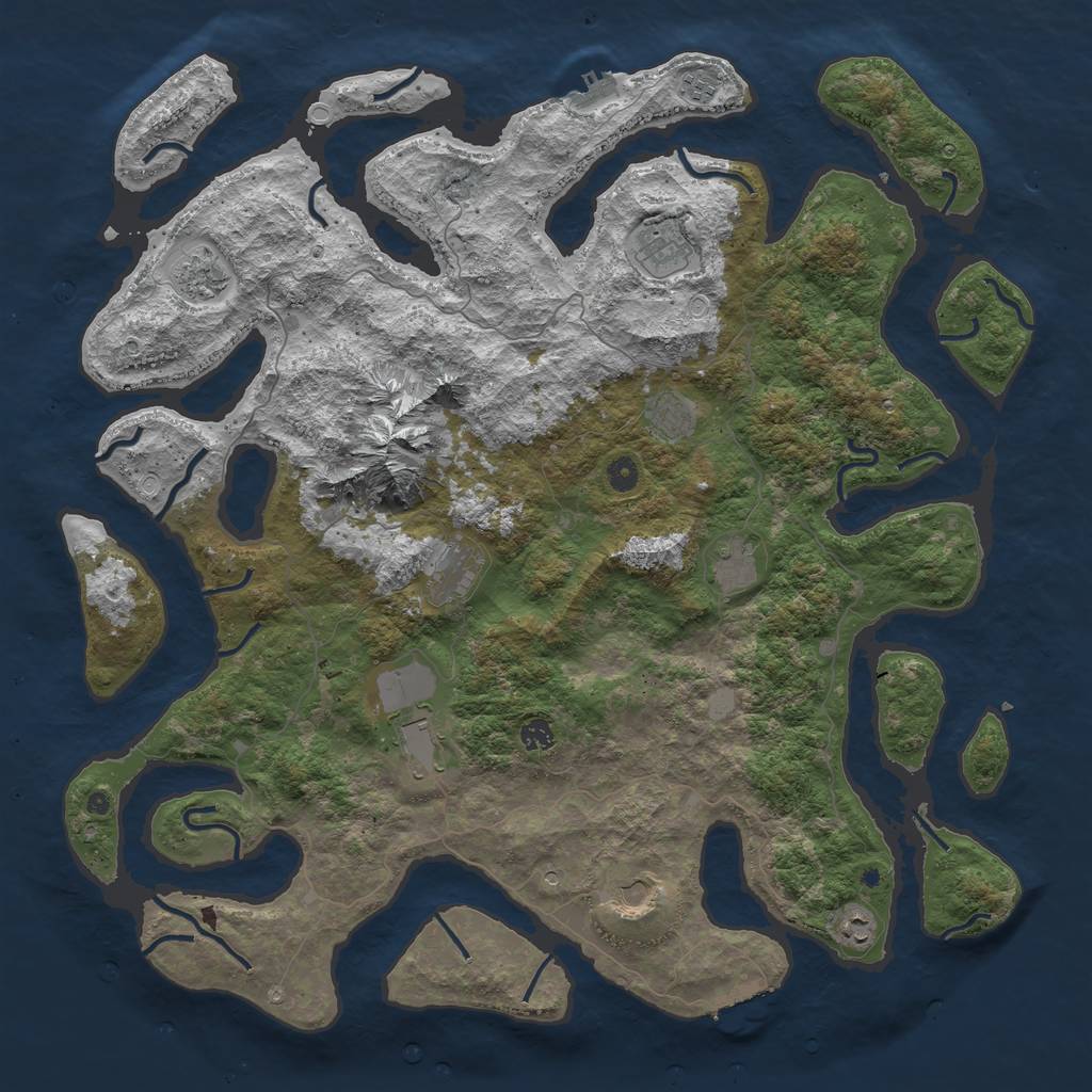 Rust Map: Procedural Map, Size: 5000, Seed: 844187019, 18 Monuments