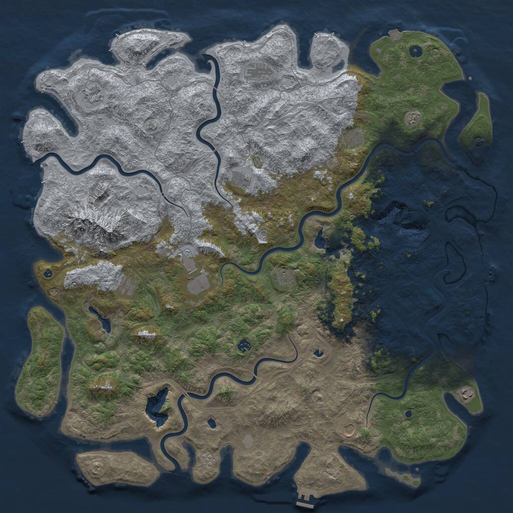 Rust Map: Procedural Map, Size: 6000, Seed: 6569, 17 Monuments