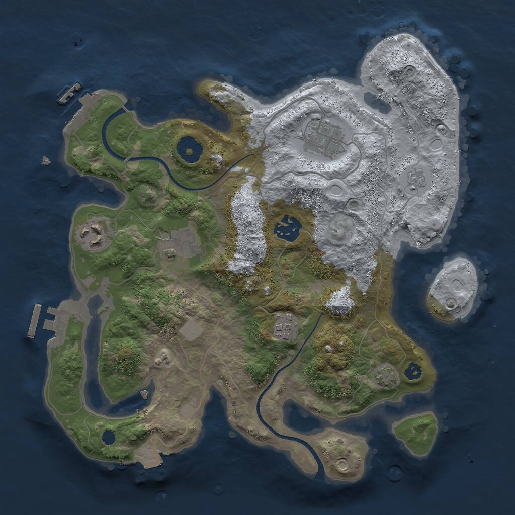 Rust Map: Procedural Map, Size: 3000, Seed: 246442, 10 Monuments