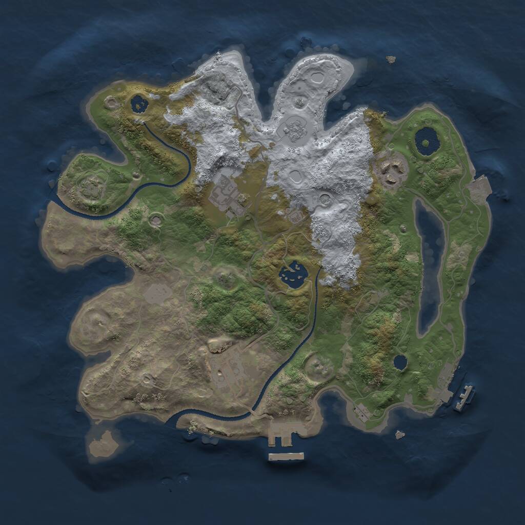 Rust Map: Procedural Map, Size: 3000, Seed: 961237, 10 Monuments