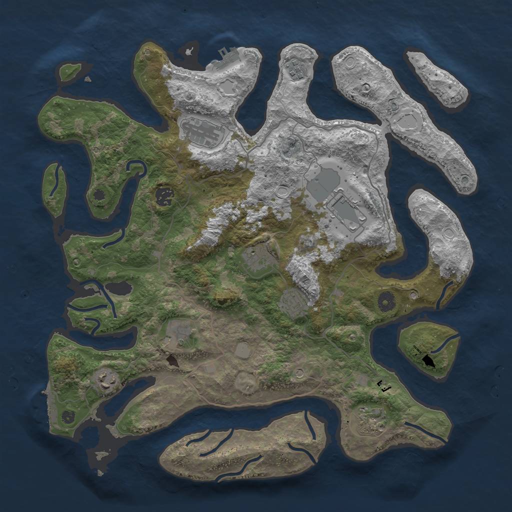 Rust Map: Procedural Map, Size: 4000, Seed: 852, 17 Monuments