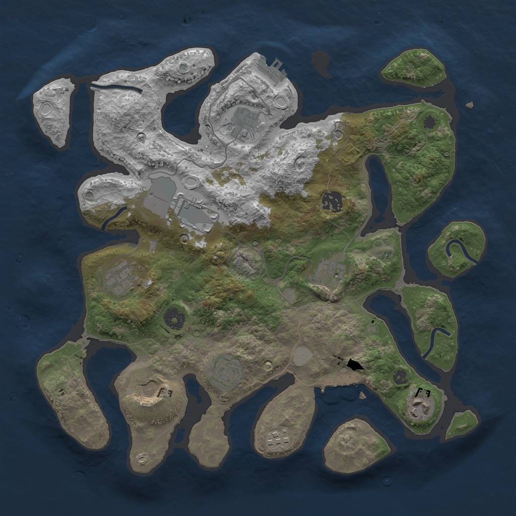 Rust Map: Procedural Map, Size: 3600, Seed: 16466, 17 Monuments