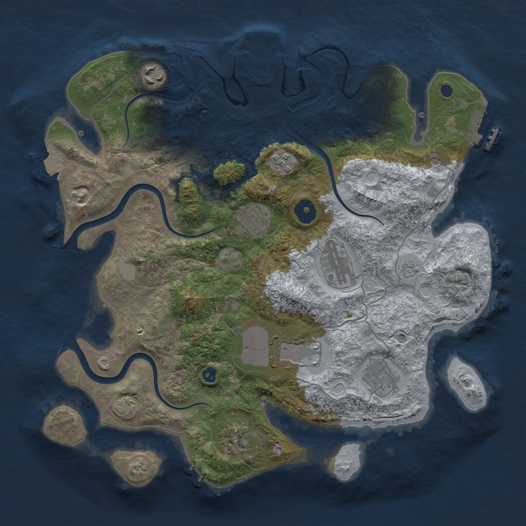 Rust Map: Procedural Map, Size: 3500, Seed: 1444, 13 Monuments