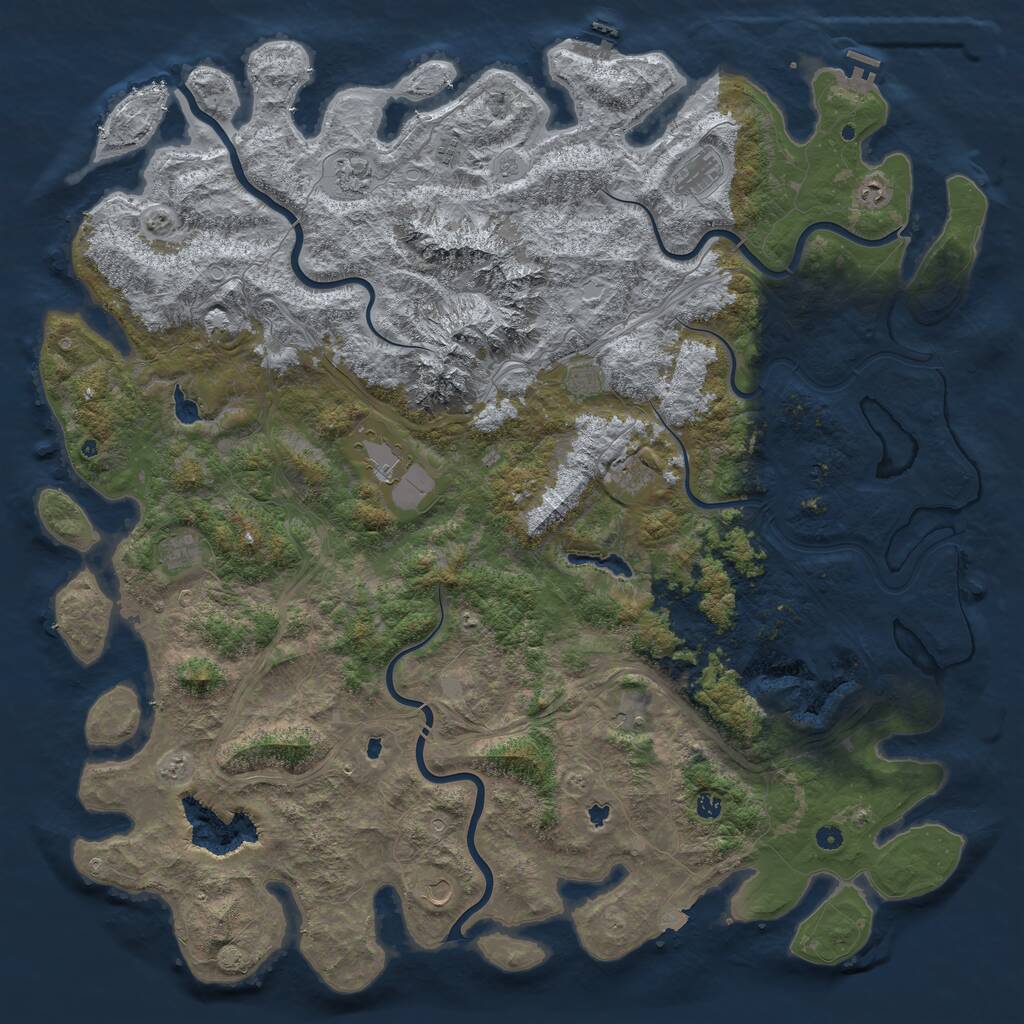 Rust Map: Procedural Map, Size: 6000, Seed: 593197, 17 Monuments