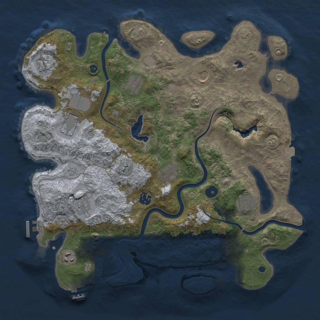 Rust Map: Procedural Map, Size: 4000, Seed: 8347983, 16 Monuments