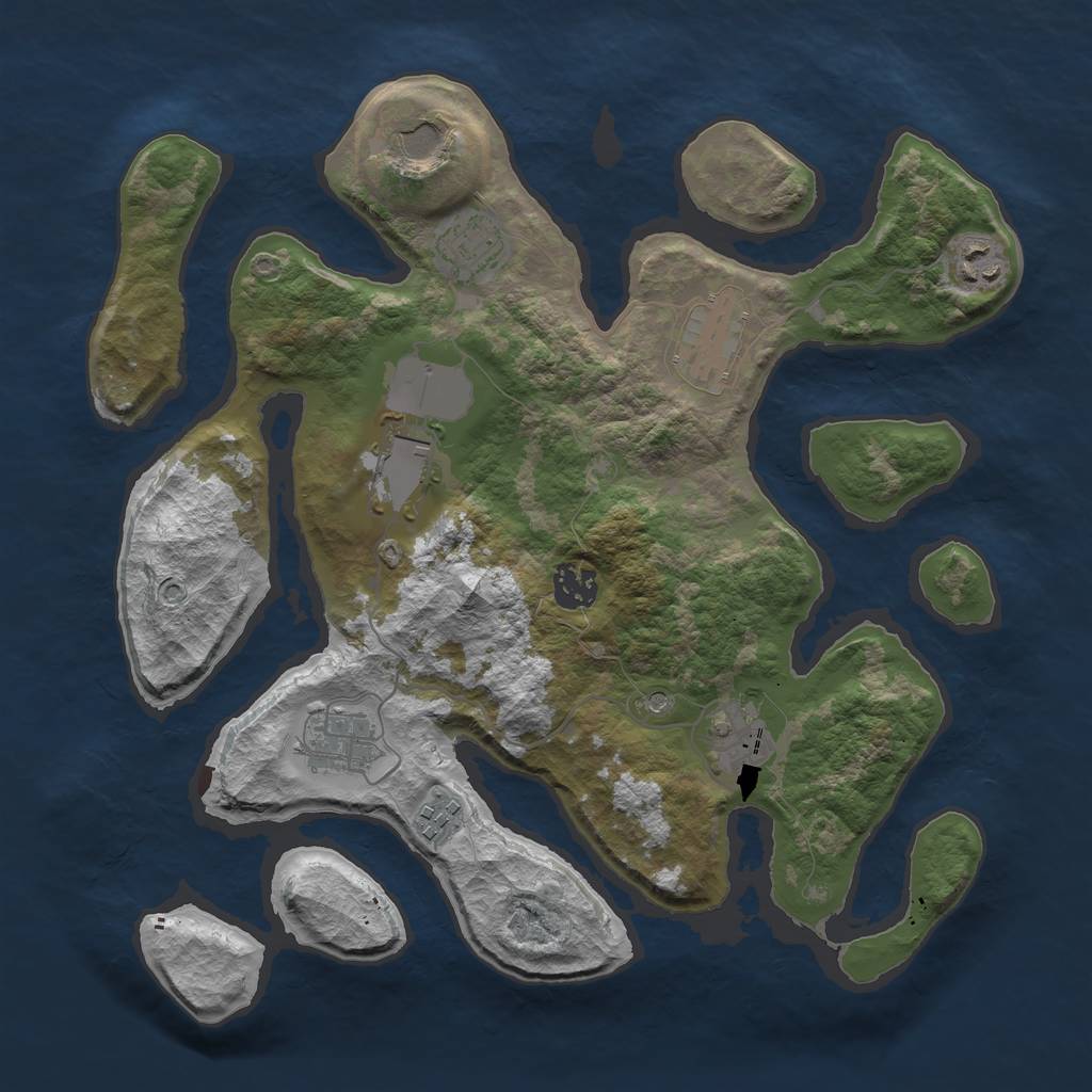 Rust Map: Barren, Size: 3500, Seed: 1531823591, 12 Monuments