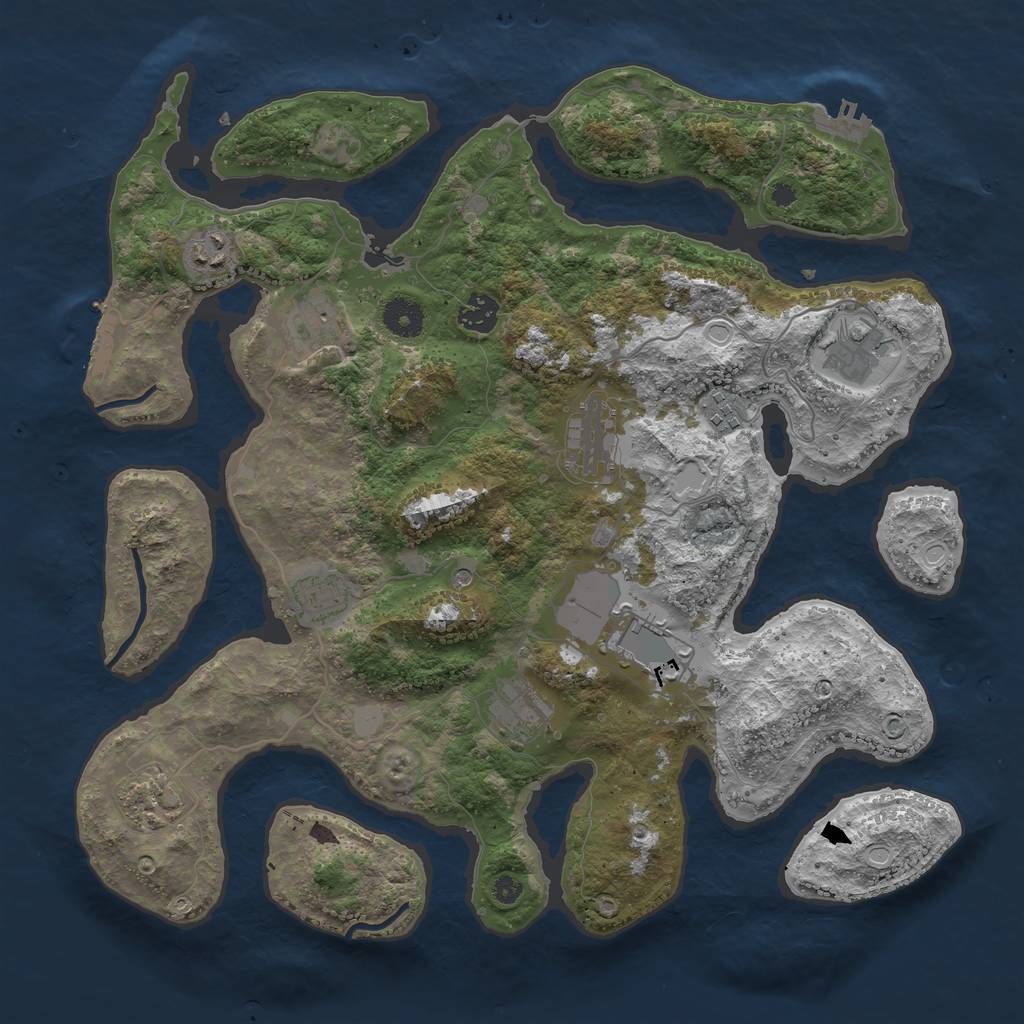 Rust Map: Procedural Map, Size: 3850, Seed: 604441865, 18 Monuments