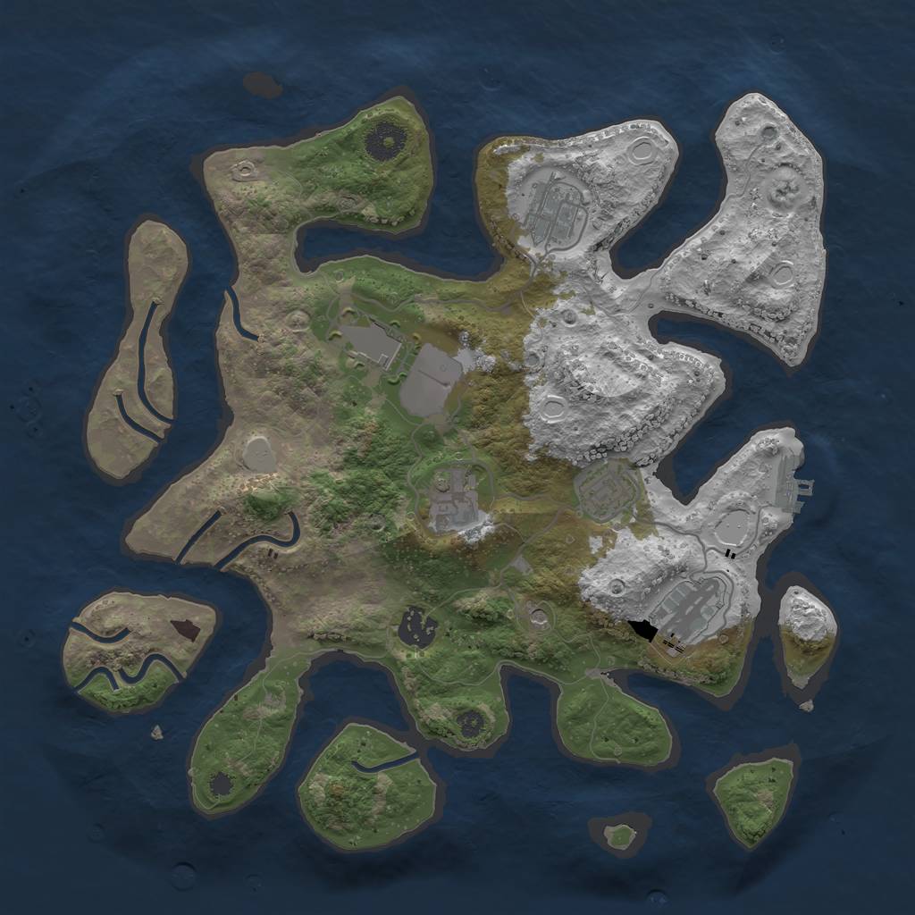 Rust Map: Procedural Map, Size: 3500, Seed: 2555, 13 Monuments