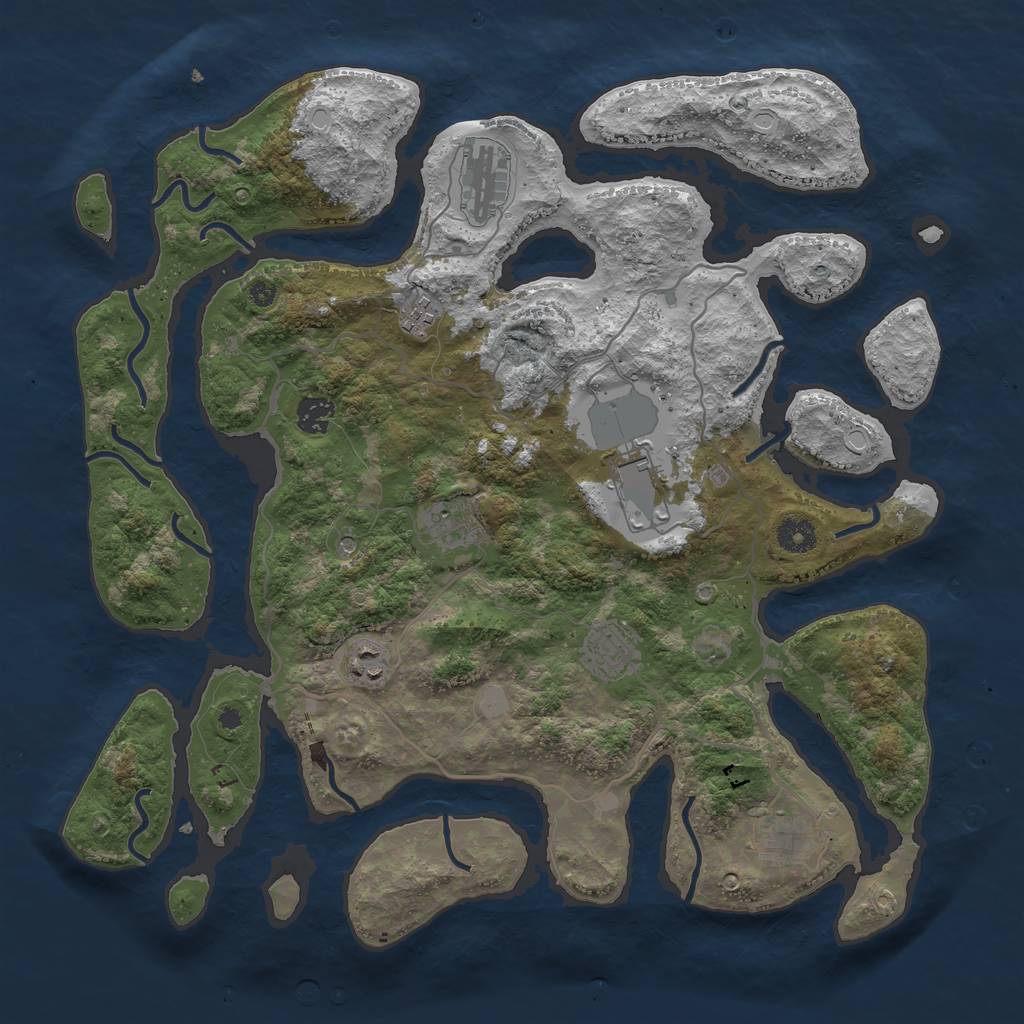 Rust Map: Procedural Map, Size: 4000, Seed: 660498387, 14 Monuments