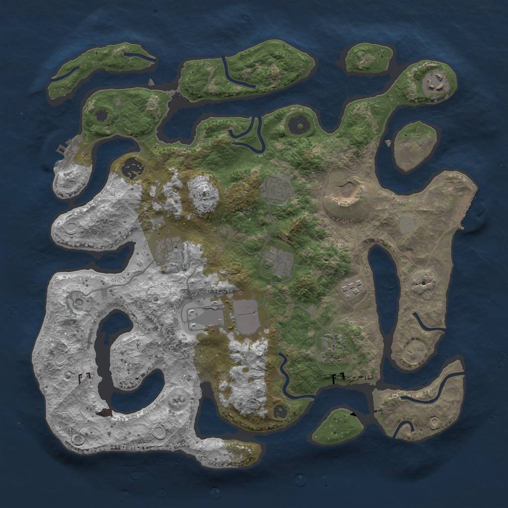 Rust Map: Procedural Map, Size: 3750, Seed: 1234197271, 17 Monuments