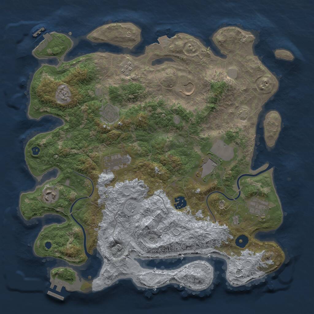 Rust Map: Procedural Map, Size: 3700, Seed: 479793229, 14 Monuments