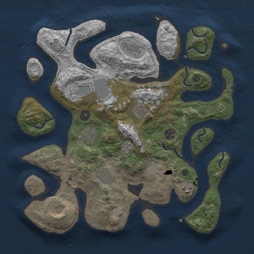 Rust Map: Procedural Map, Size: 3550, Seed: 504204, 16 Monuments