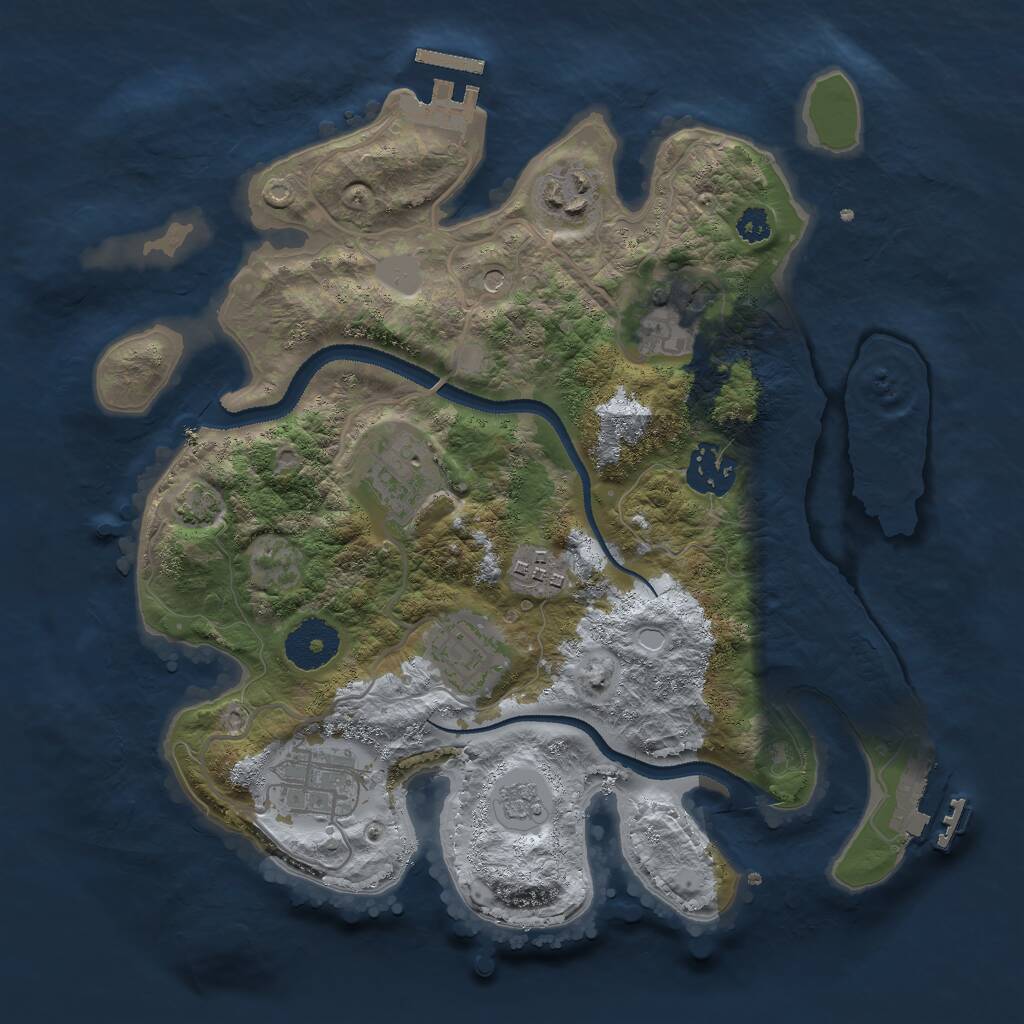 Rust Map: Procedural Map, Size: 3000, Seed: 45345, 13 Monuments
