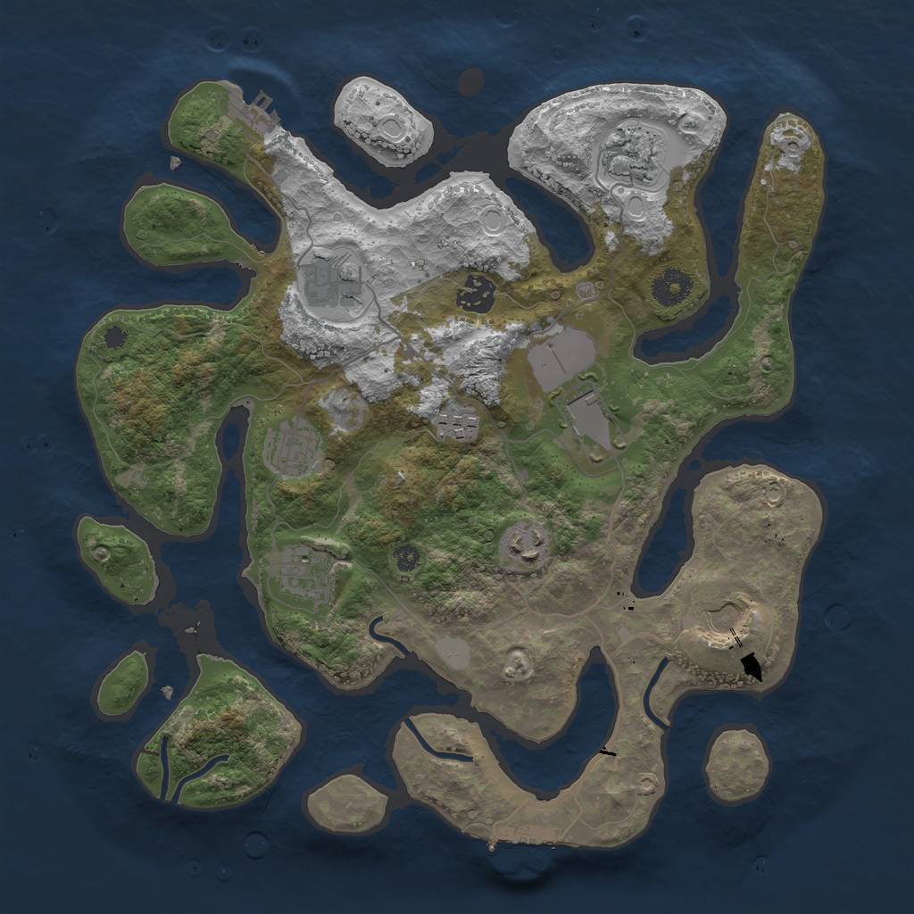 Rust Map: Procedural Map, Size: 3550, Seed: 39414, 16 Monuments