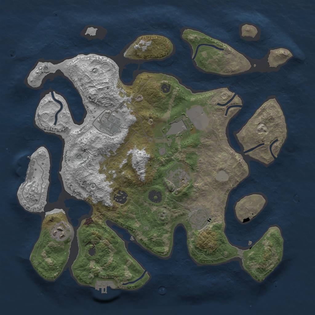 Rust Map: Procedural Map, Size: 3500, Seed: 1623001, 14 Monuments
