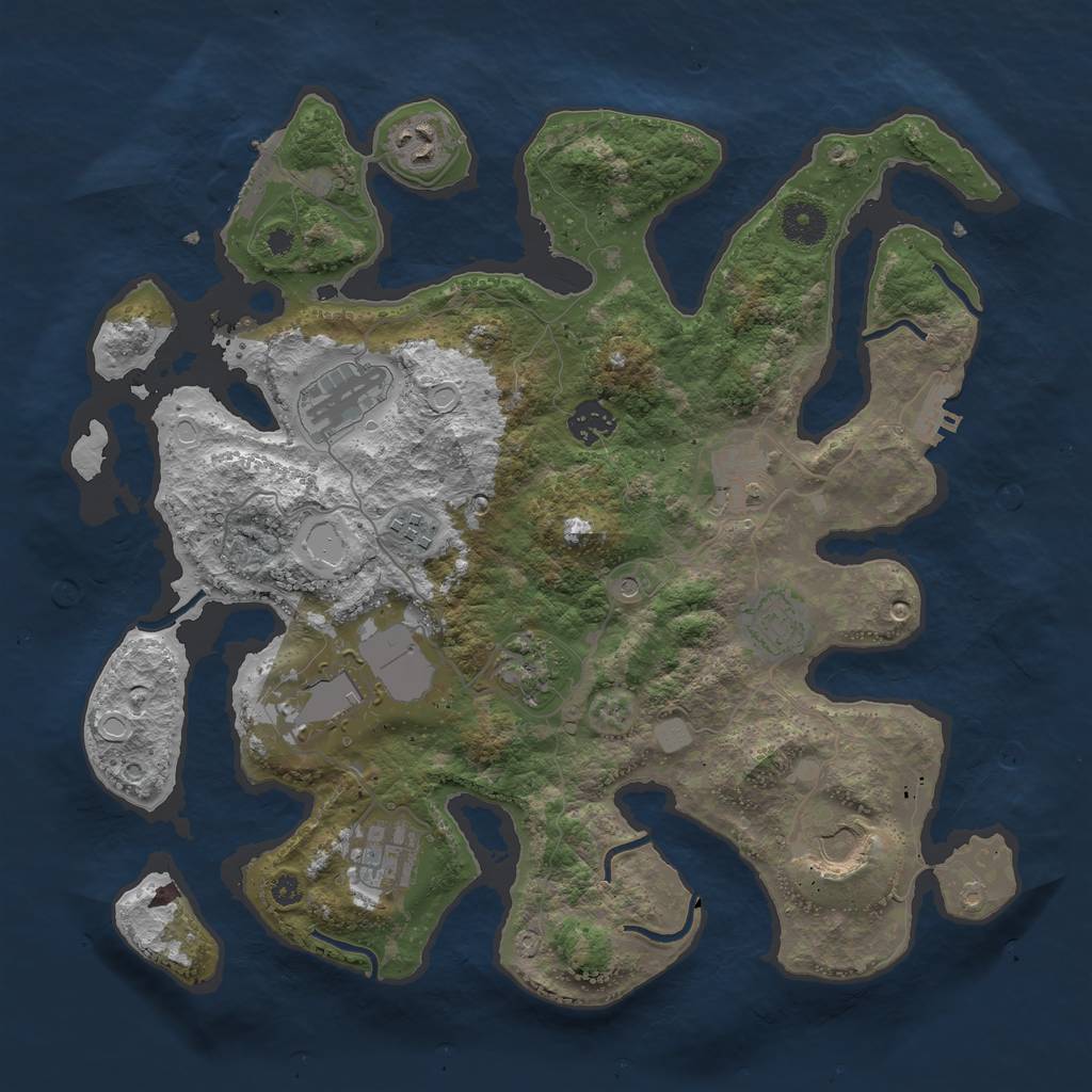 Rust Map: Procedural Map, Size: 3700, Seed: 1605283917, 18 Monuments