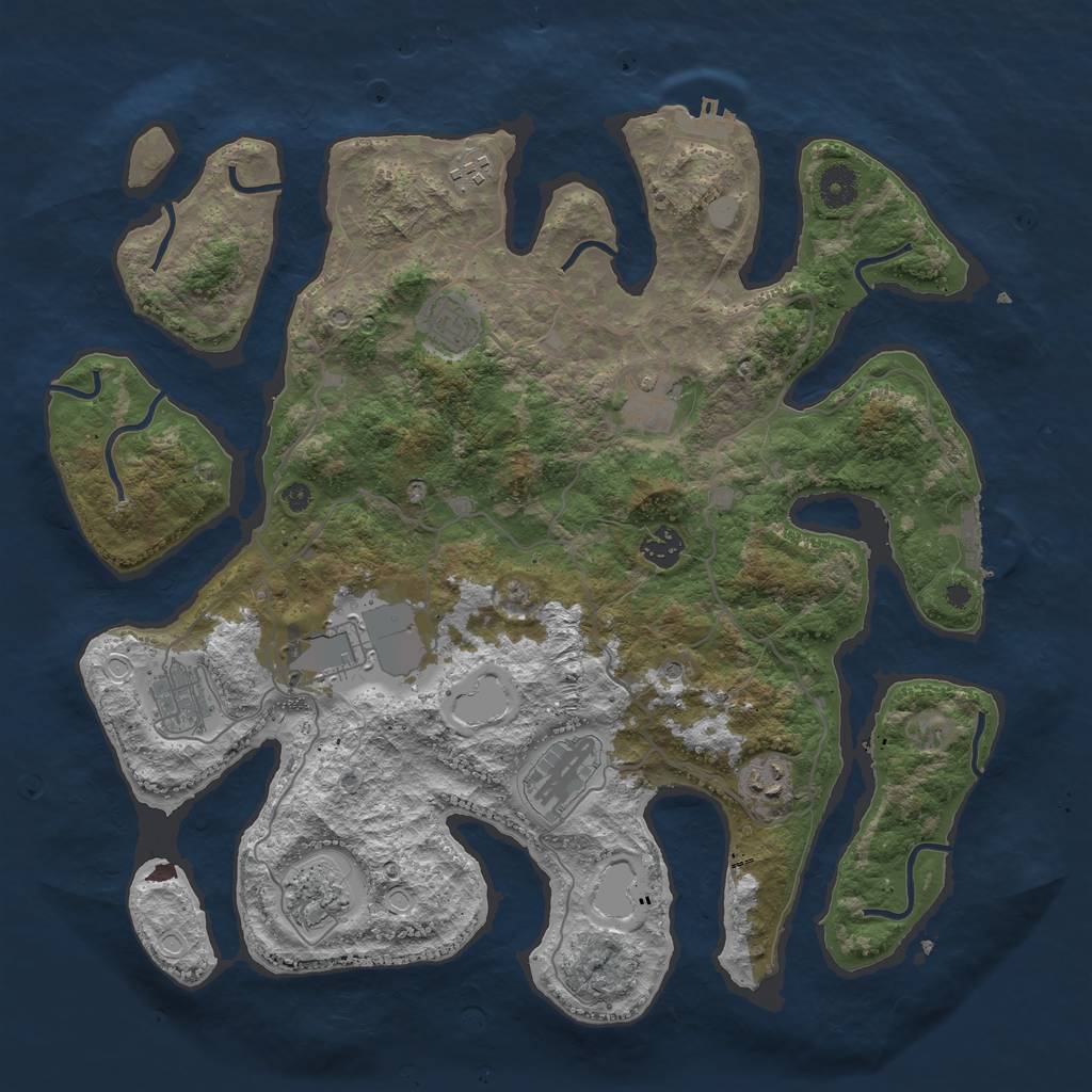 Rust Map: Procedural Map, Size: 4000, Seed: 1953646577, 17 Monuments