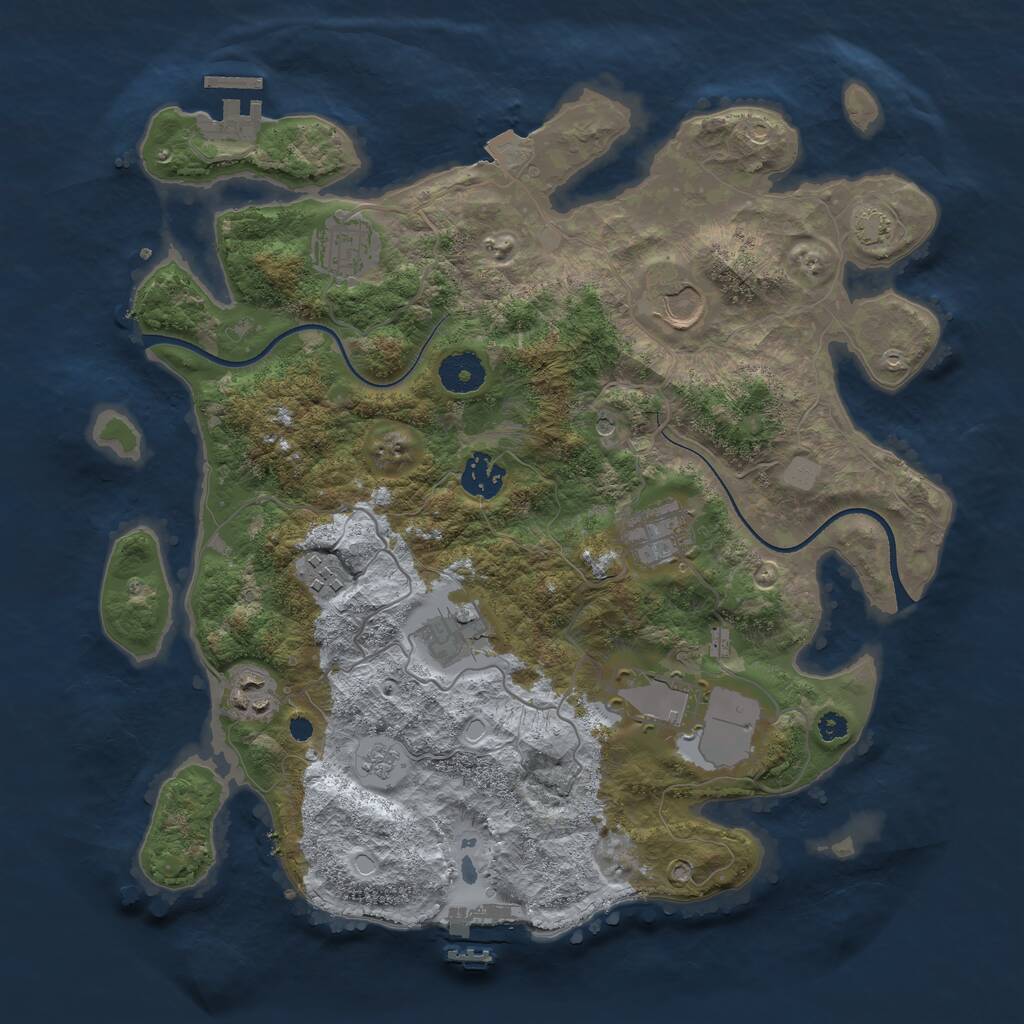 Rust Map: Procedural Map, Size: 3550, Seed: 263382, 14 Monuments