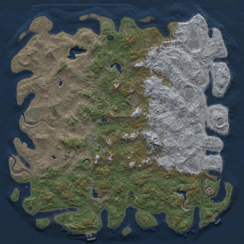 Rust Map: Procedural Map, Size: 6000, Seed: 67844, 17 Monuments