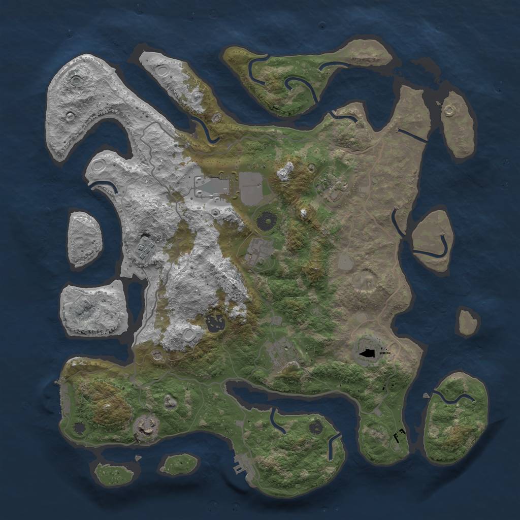 Rust Map: Procedural Map, Size: 4000, Seed: 28347, 16 Monuments