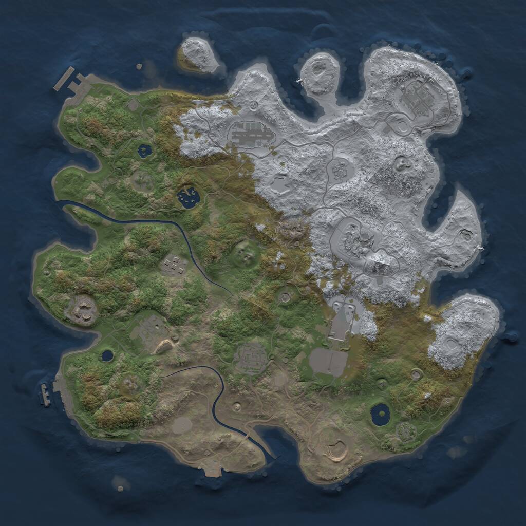 Rust Map: Procedural Map, Size: 3750, Seed: 981789616, 16 Monuments