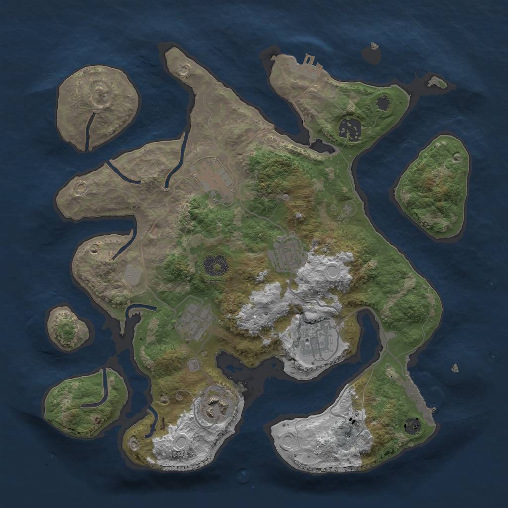 Rust Map: Procedural Map, Size: 3200, Seed: 110314924, 13 Monuments