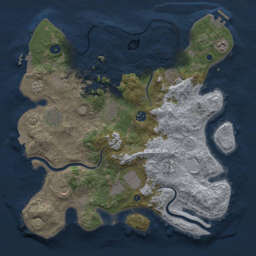 Rust Map: Procedural Map, Size: 3700, Seed: 1674609640, 16 Monuments