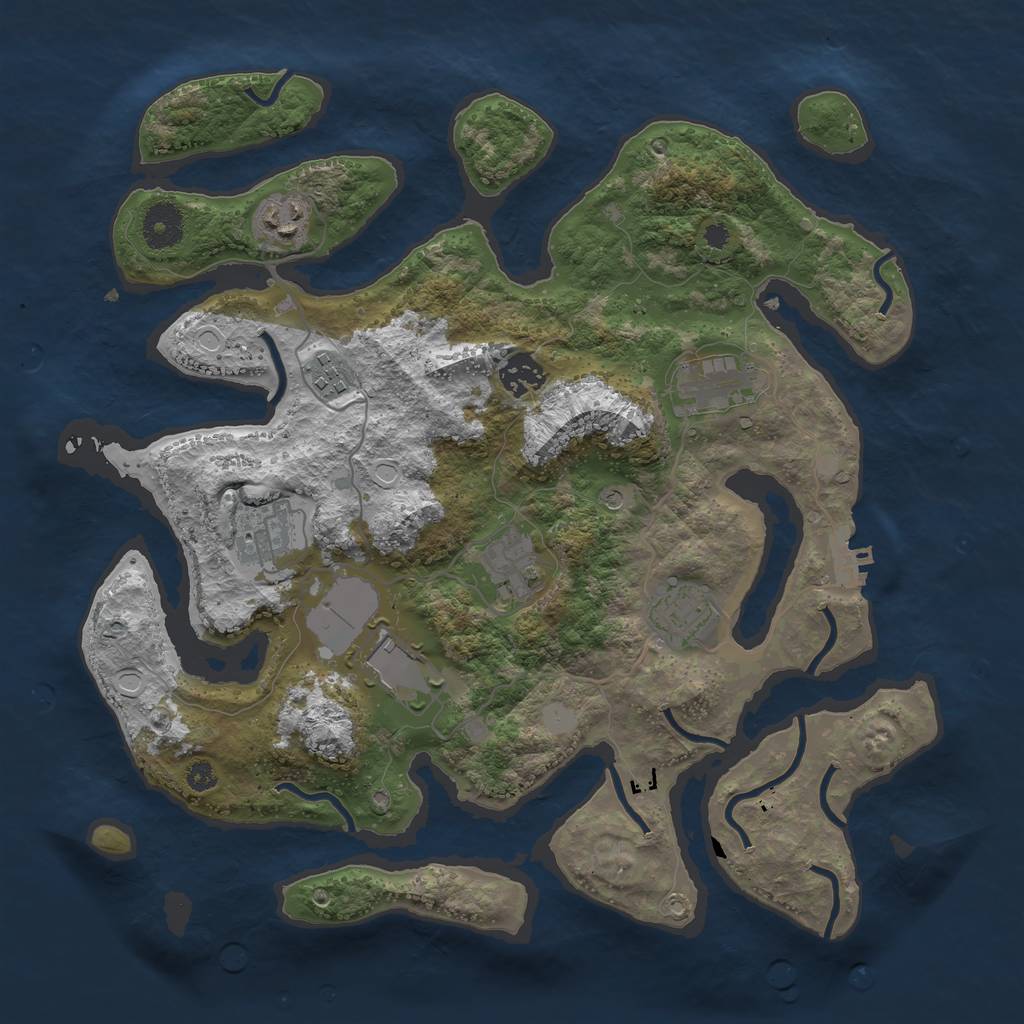 Rust Map: Procedural Map, Size: 3550, Seed: 357845, 15 Monuments