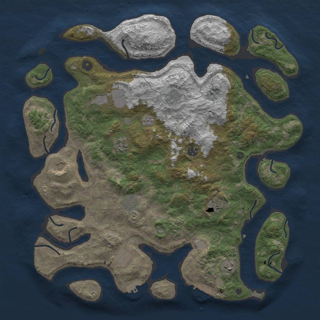 Rust Map: Procedural Map, Size: 4500, Seed: 455, 18 Monuments