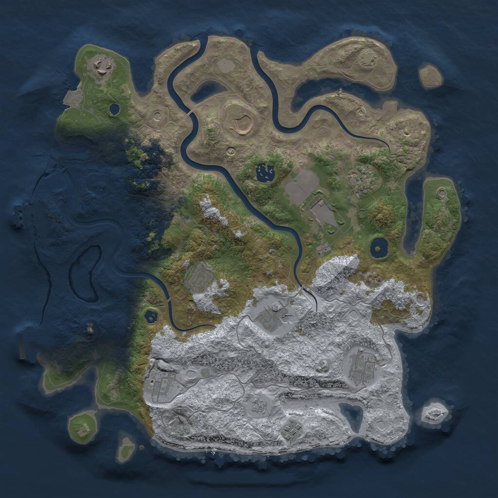 Rust Map: Procedural Map, Size: 3800, Seed: 1394469707, 16 Monuments
