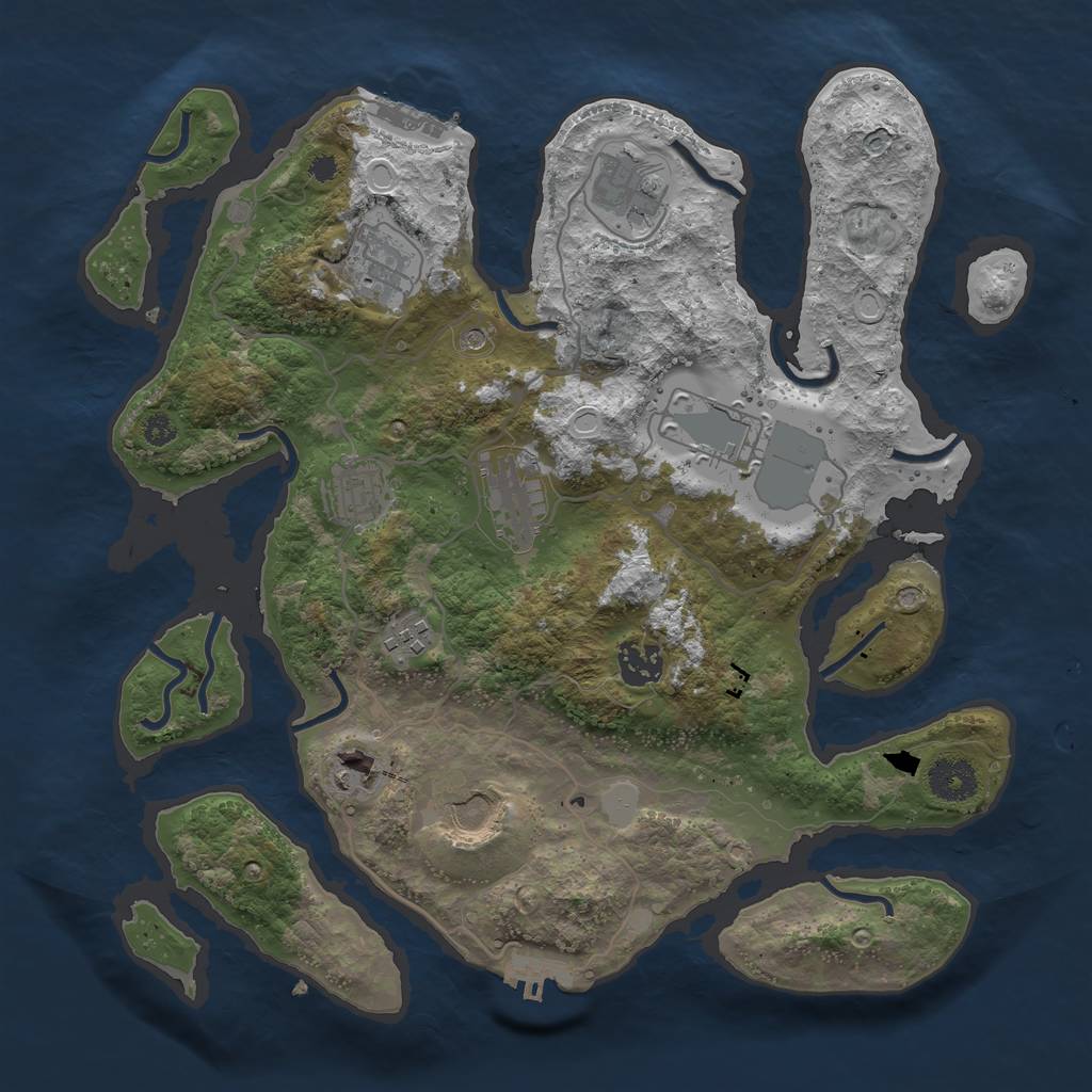 Rust Map: Procedural Map, Size: 3500, Seed: 1627861190, 17 Monuments