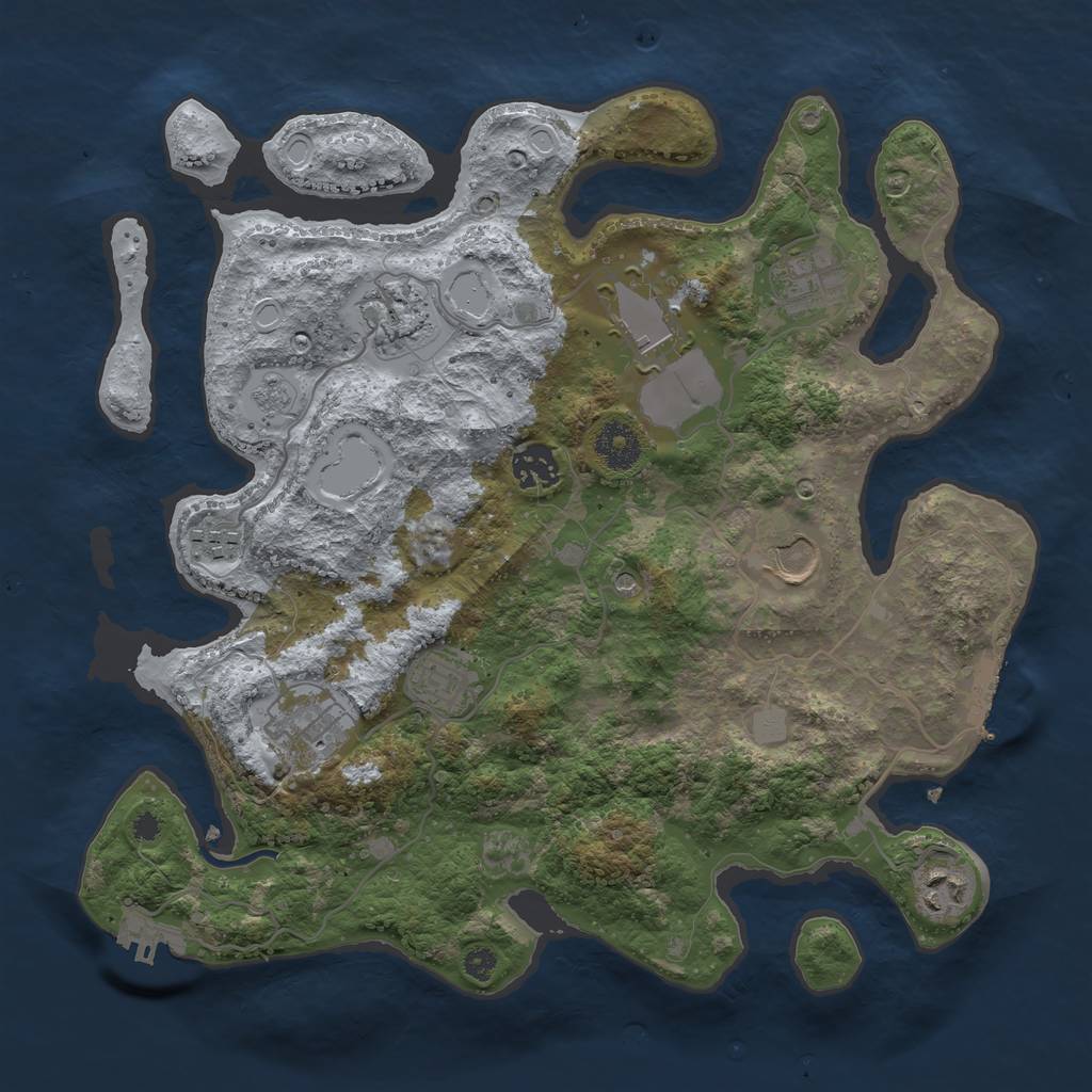 Rust Map: Procedural Map, Size: 3500, Seed: 6118, 16 Monuments