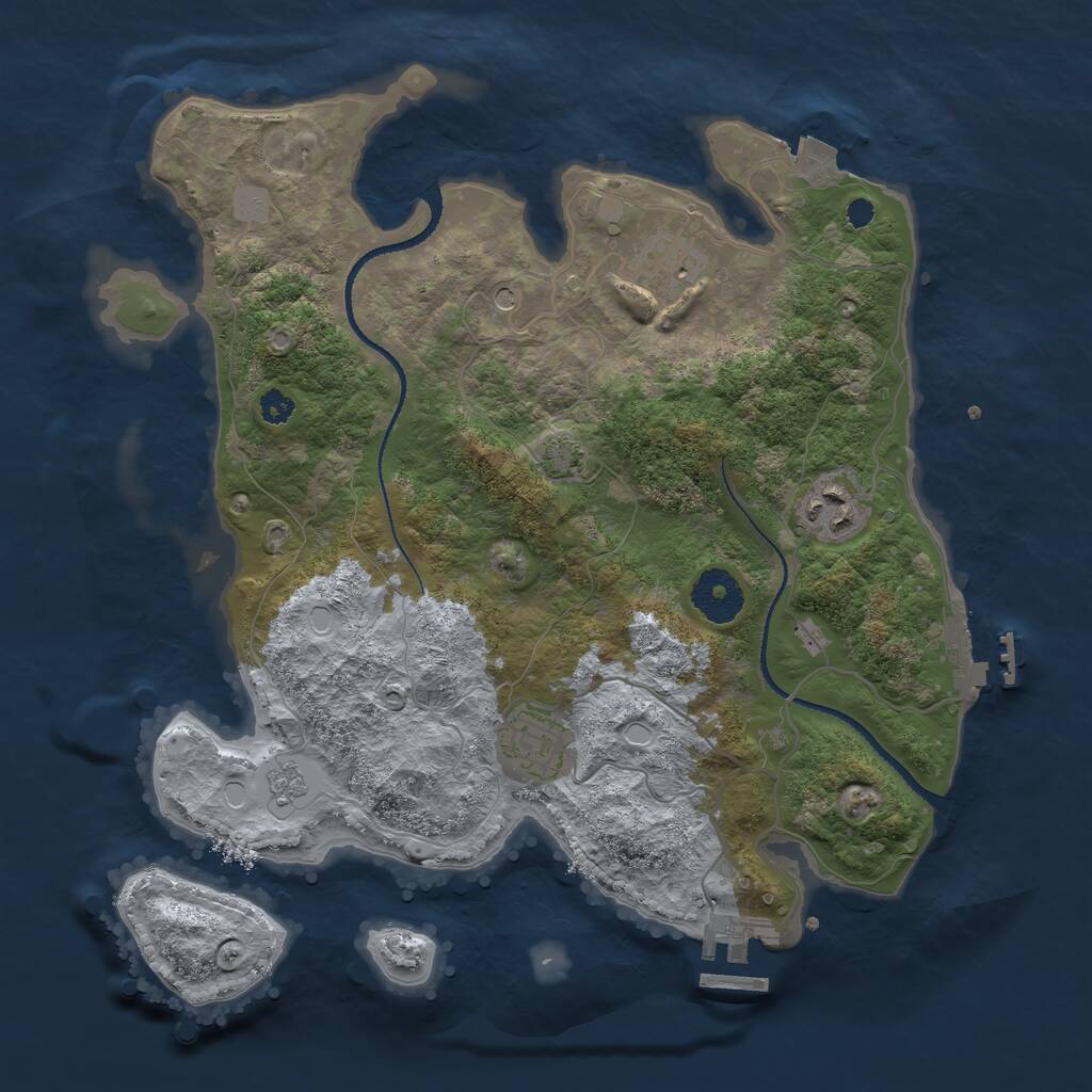 Rust Map: Procedural Map, Size: 3200, Seed: 2228, 9 Monuments