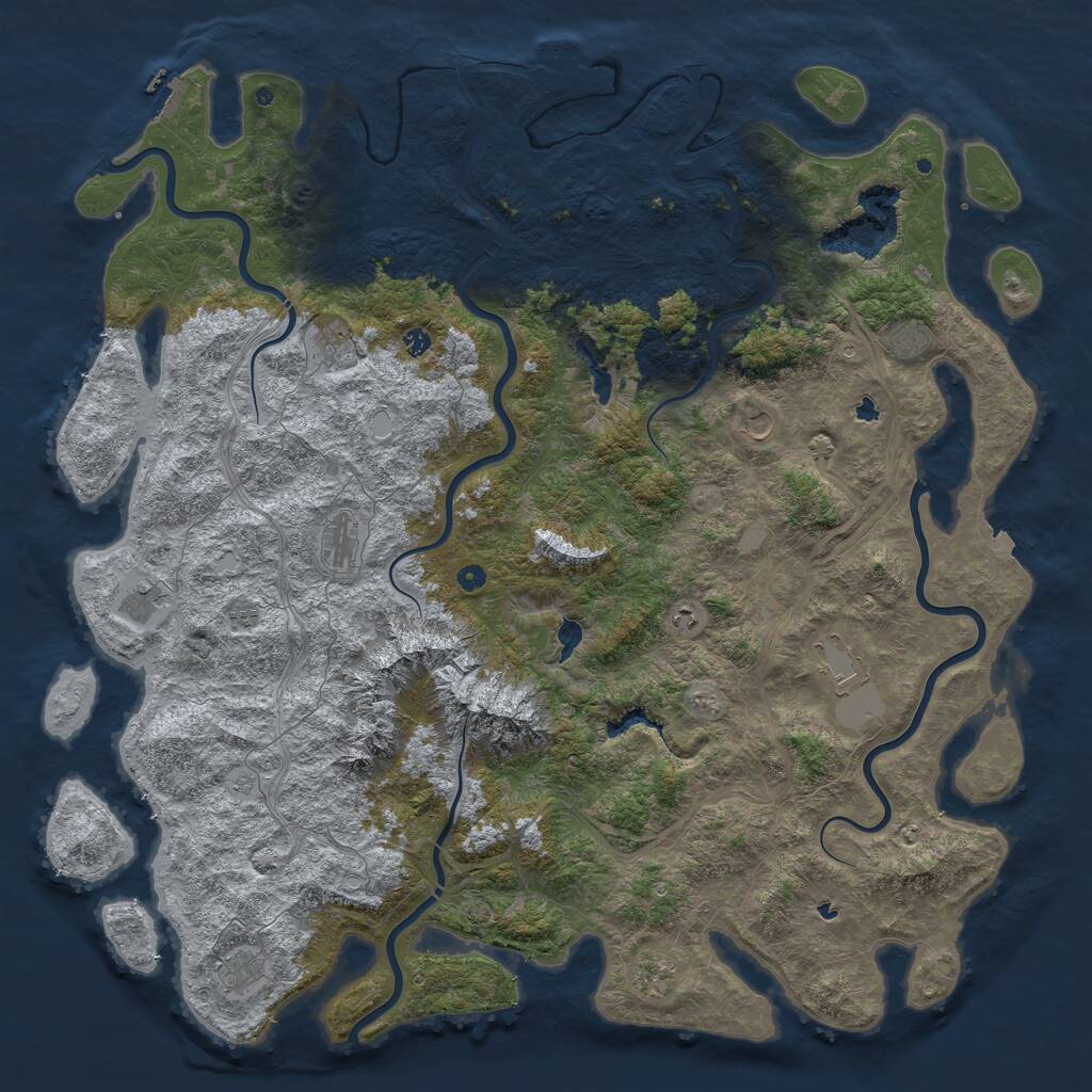 Rust Map: Procedural Map, Size: 6000, Seed: 1749871509, 17 Monuments
