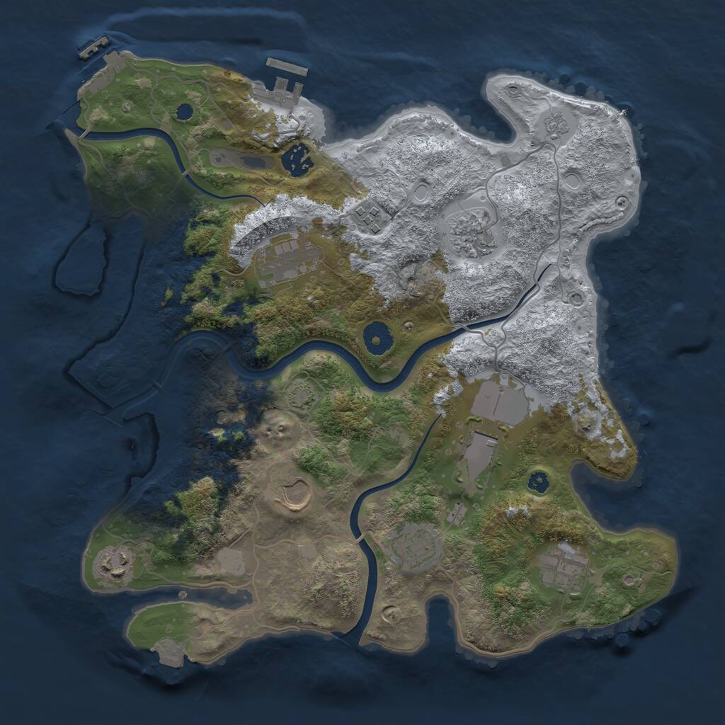 Rust Map: Procedural Map, Size: 3500, Seed: 143548230, 15 Monuments