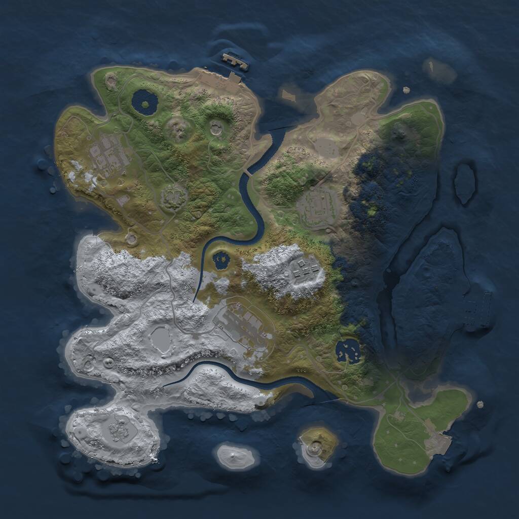 Rust Map: Procedural Map, Size: 3000, Seed: 526253, 11 Monuments