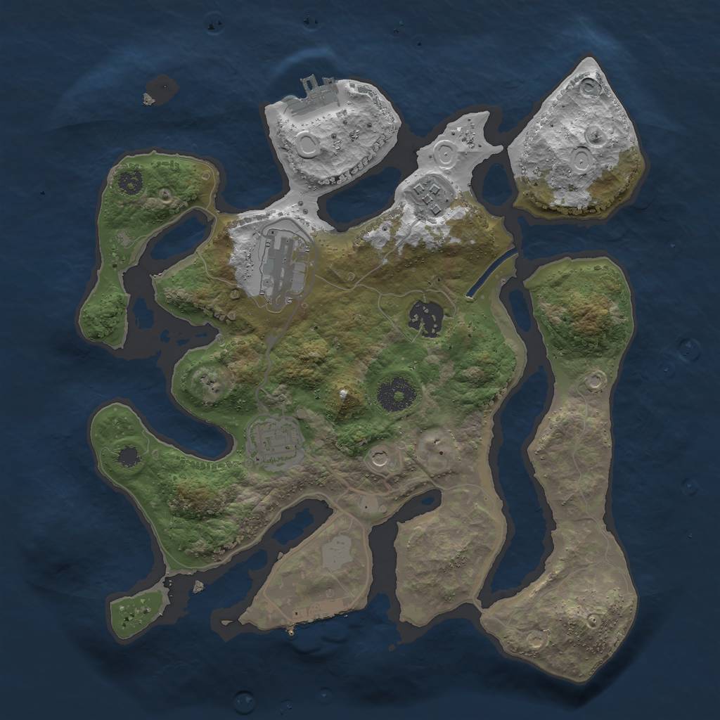 Rust Map: Procedural Map, Size: 3000, Seed: 620869, 12 Monuments