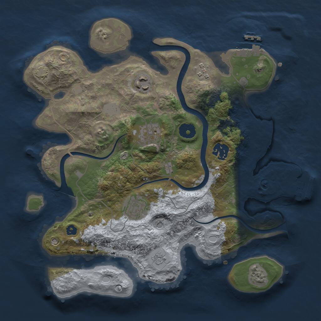 Rust Map: Procedural Map, Size: 3000, Seed: 742858, 11 Monuments