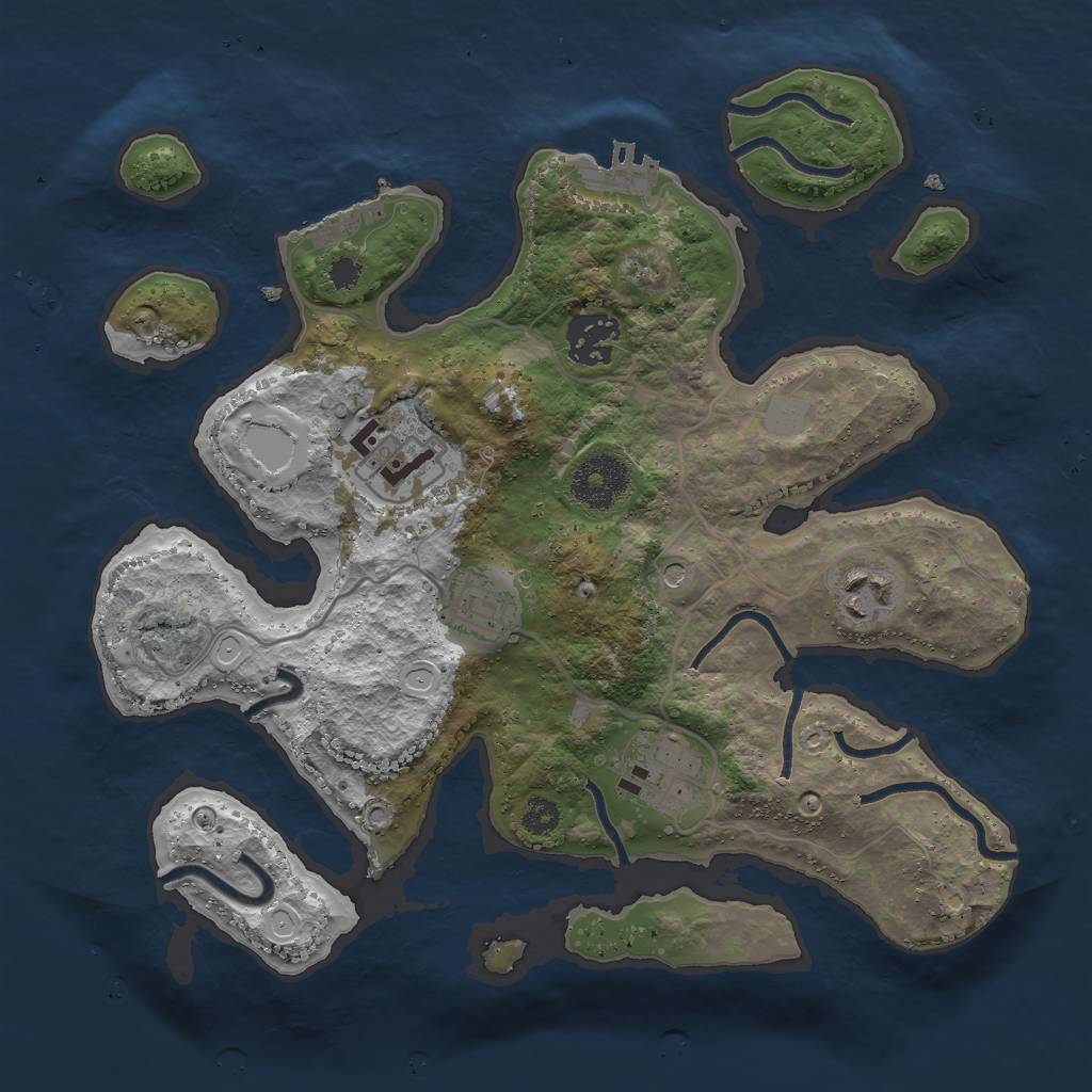 Rust Map: Procedural Map, Size: 3000, Seed: 741989, 13 Monuments