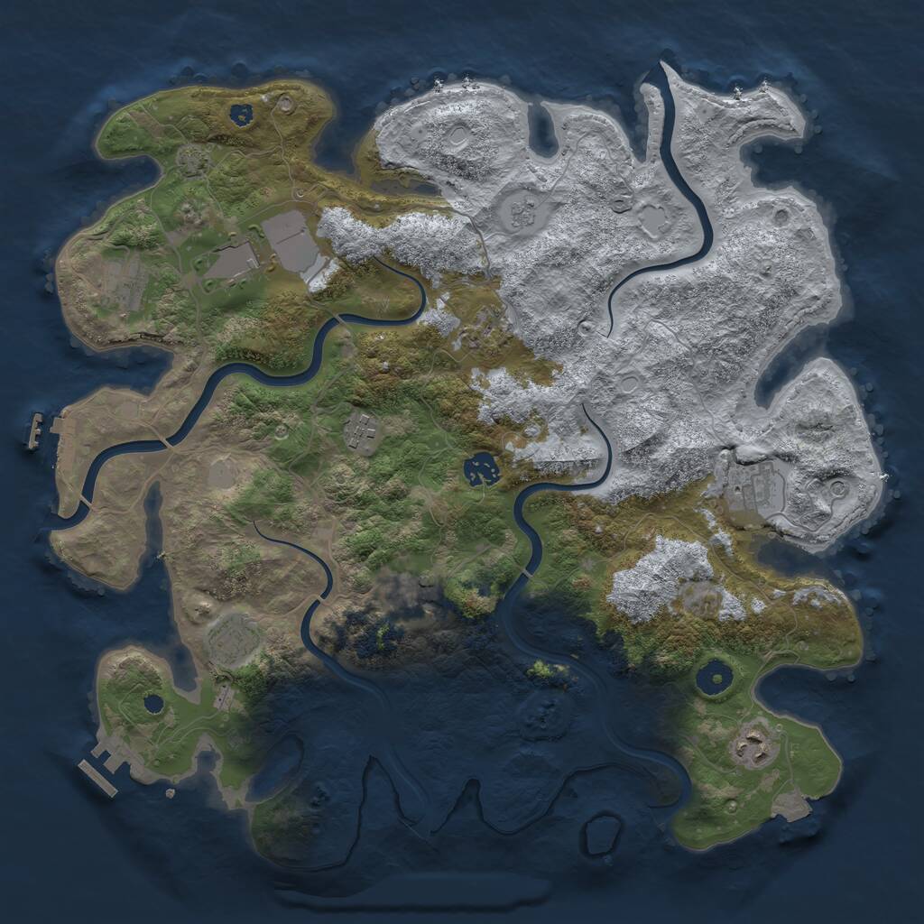 Rust Map: Procedural Map, Size: 3950, Seed: 1293372788, 15 Monuments