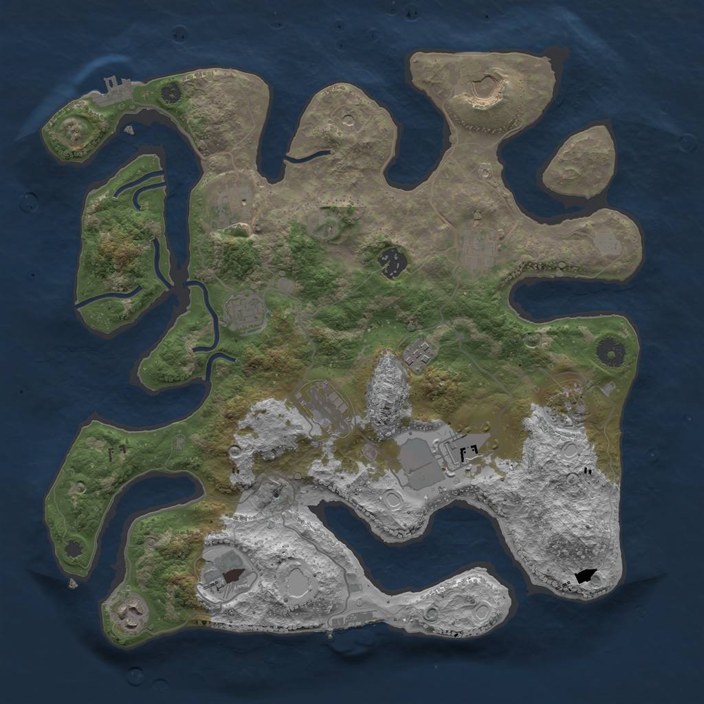Rust Map: Procedural Map, Size: 3700, Seed: 812963448, 19 Monuments
