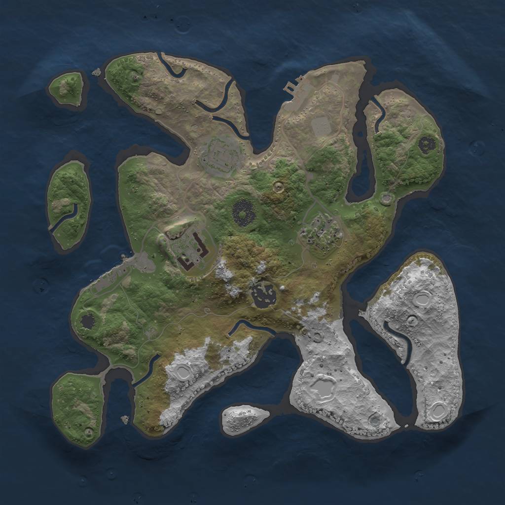 Rust Map: Procedural Map, Size: 3000, Seed: 985273, 11 Monuments