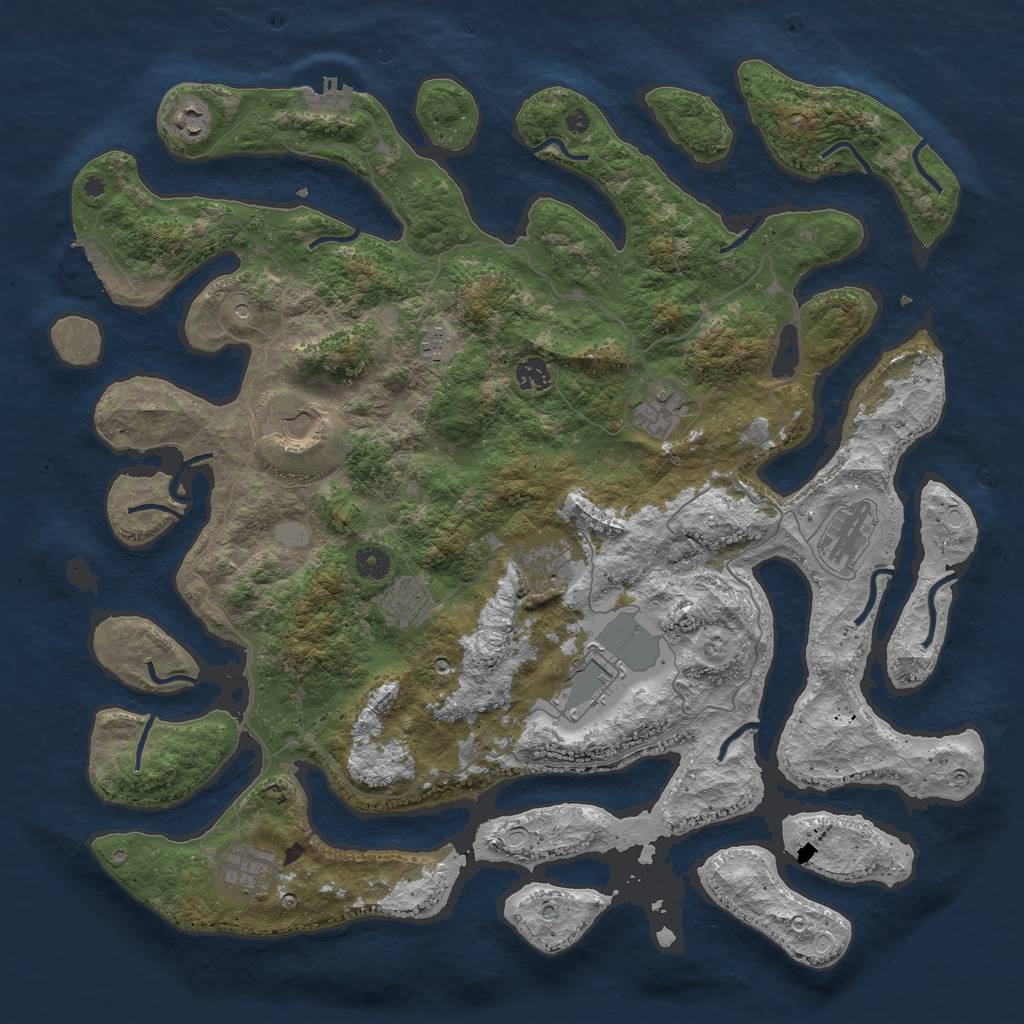 Rust Map: Procedural Map, Size: 4500, Seed: 1880427980, 18 Monuments