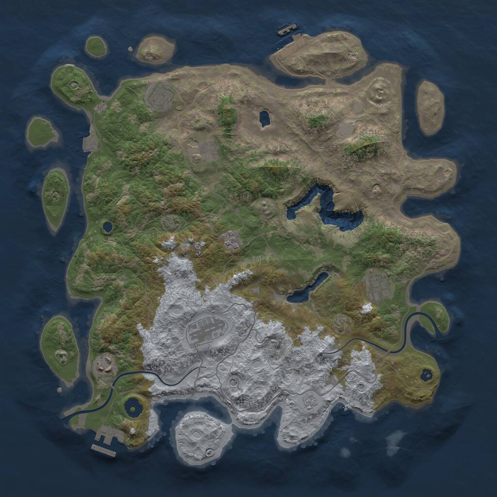 Rust Map: Procedural Map, Size: 4000, Seed: 4000783, 12 Monuments