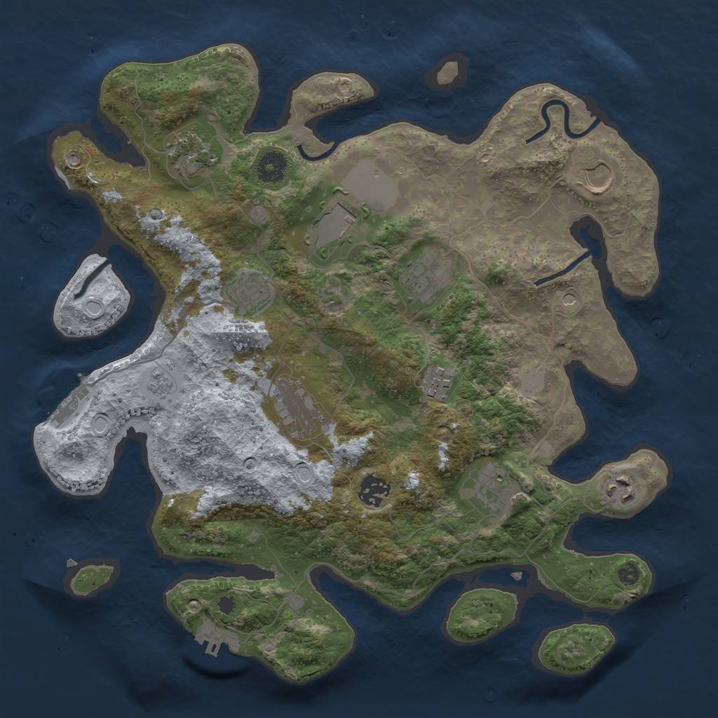Rust Map: Procedural Map, Size: 3500, Seed: 468562, 17 Monuments