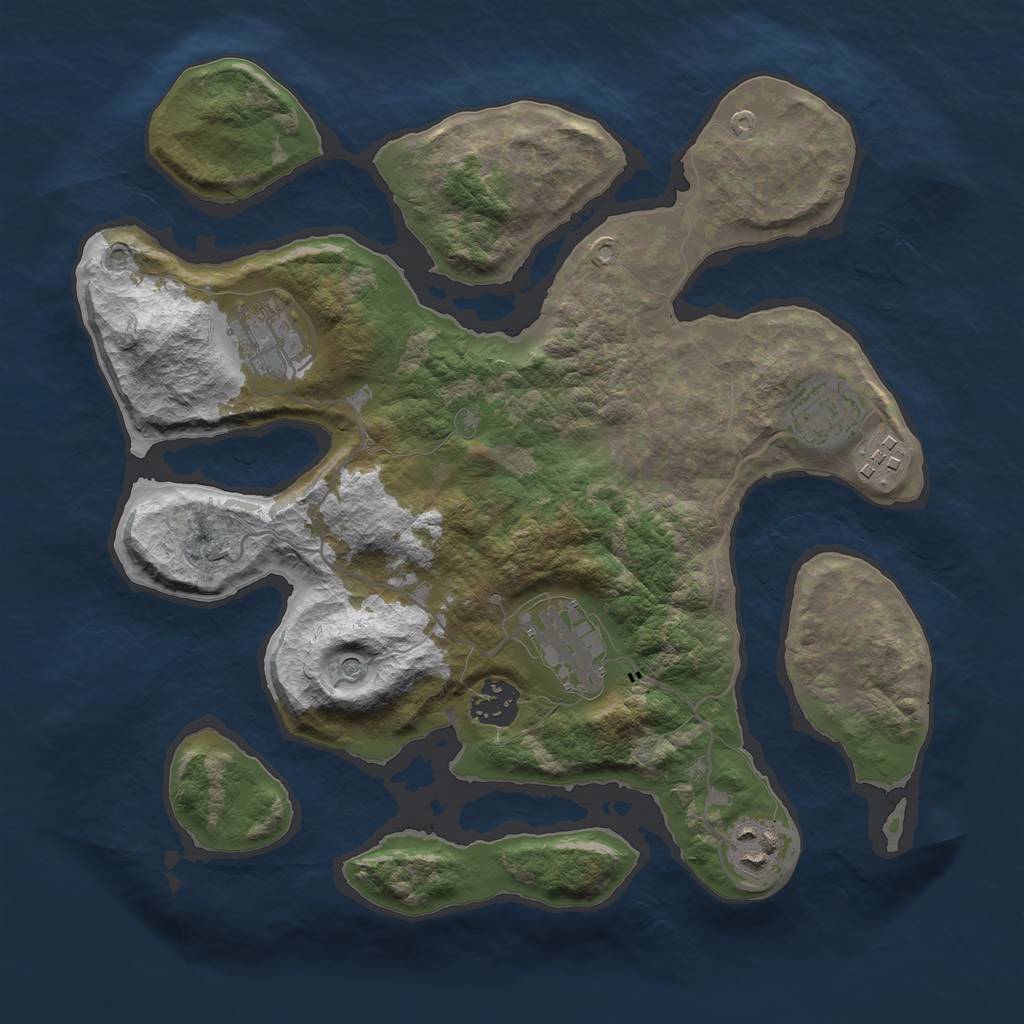 Rust Map: Barren, Size: 3200, Seed: 1231094143, 9 Monuments