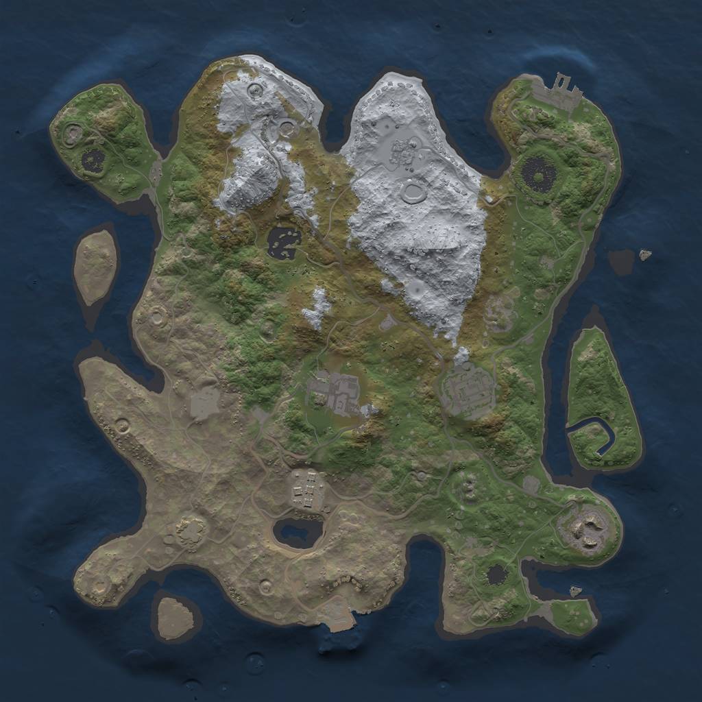 Rust Map: Procedural Map, Size: 3000, Seed: 855309, 12 Monuments